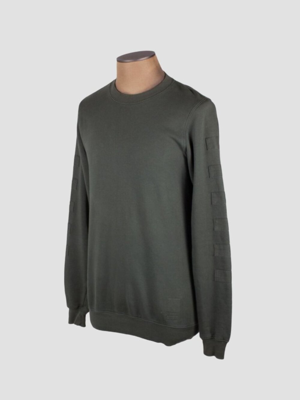 RICK OWENS DRKSHDW Green Patch Sleeve Cotton Sweatshirt Sz S Crewneck